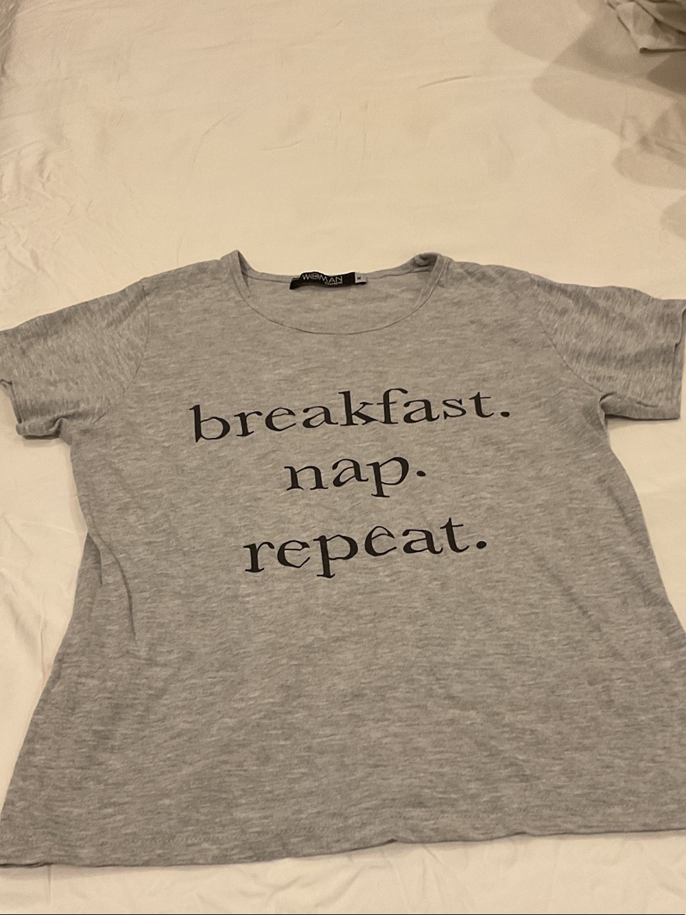 Grey 'Breakfast. Nap. Repeat.' Short Sleeve Tee